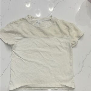Cat & Jack Cream Short Sleeve Ribbed Yoke Tee Shirt